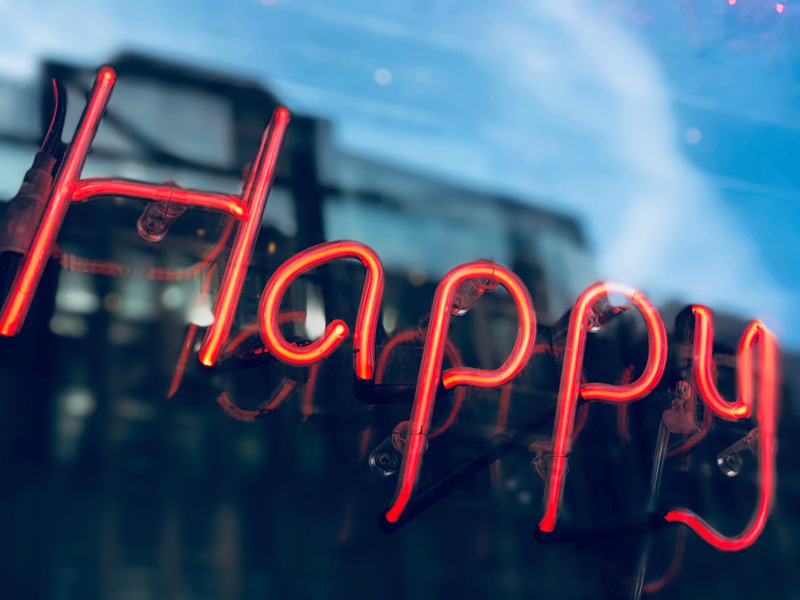 Happy neon sign